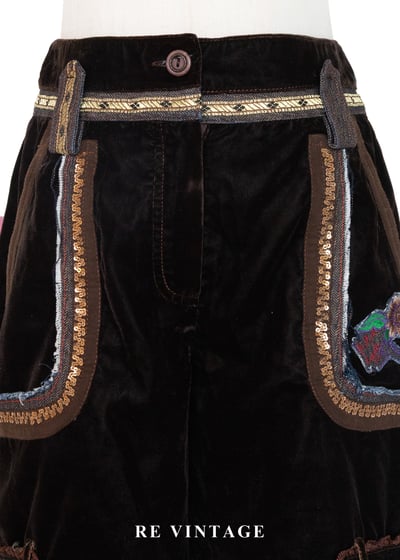 深棕色金線序章絨布短褲（26"）3