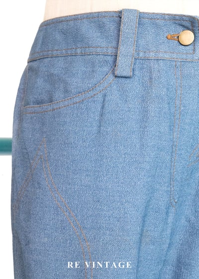 香港製 - 裁縫師的草稿幾何車線單寧長褲（28"）4