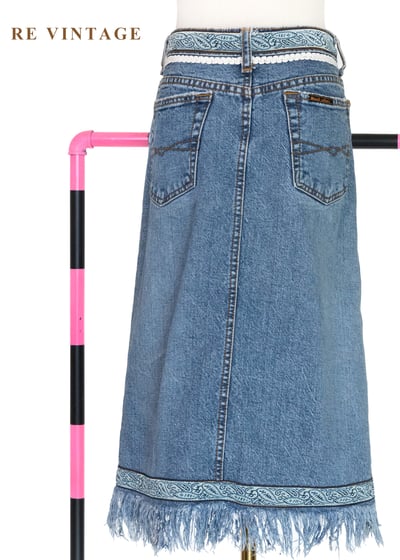 流浪的波西米亞變形蟲緞帶流蘇牛仔裙（27"）8