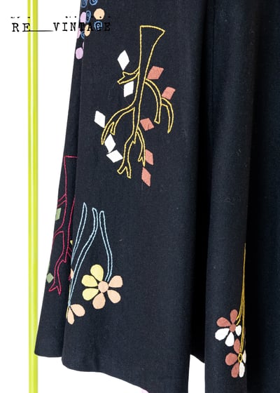 冬天的小花朵拼接毛呢中長裙（26")8