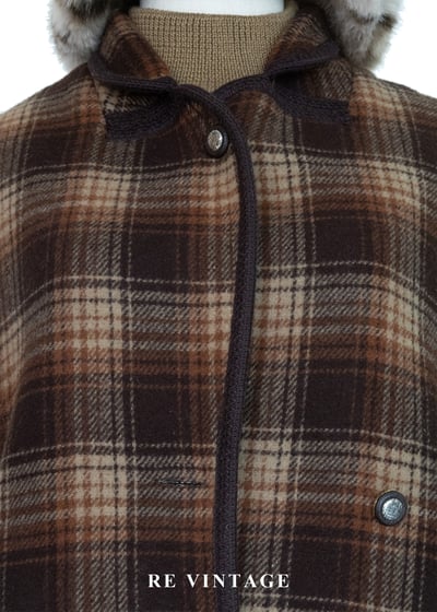 冬日壁爐 - 深褐色格紋毛呢背心3