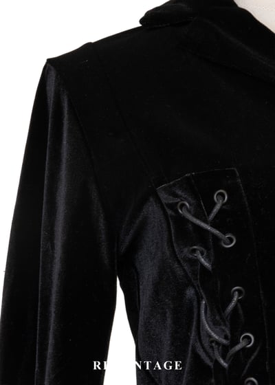 率性側腰綁繩黑絨短版上衣5