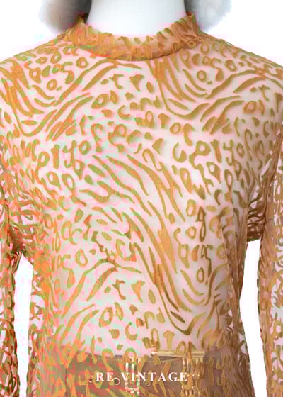 橘子色野性豹紋透膚上衣3