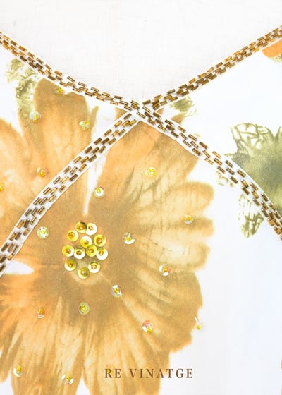 法國製 - 浪漫大黃花細肩帶洋裝5