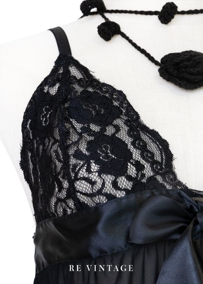 復古浪漫夜宴黑蕾絲細肩帶背心7