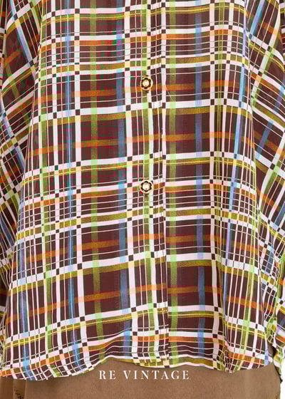 70年代多色格紋長袖襯衫3