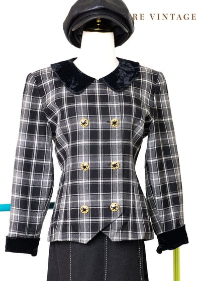 絕美氣質雙排釦格紋西裝外套1