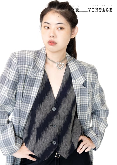 煙灰色斜紋西裝背心3