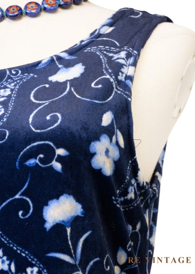 月光身藍花會絨布長洋裝5