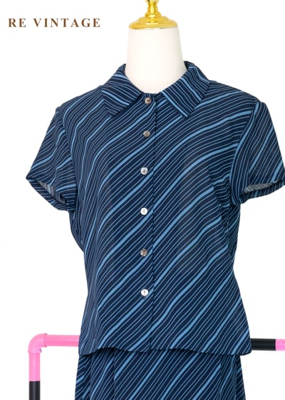 套裝上衣 - 藍色海風斜紋上衣6