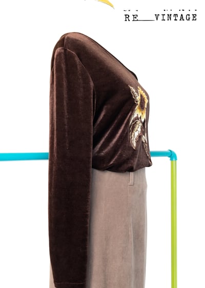 Happy sunflower 咖啡色絨布上衣3