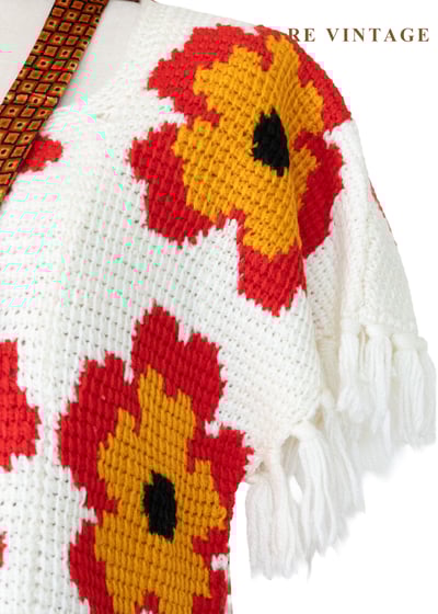 大紅花嬉皮白日夢像素針織上衣5