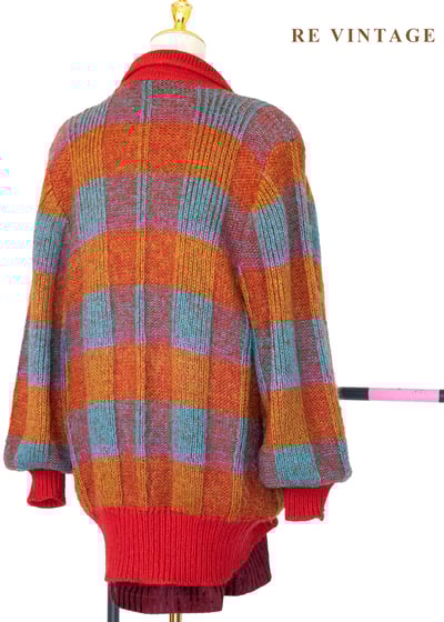 色彩炸彈大格紋針織毛衣外套13