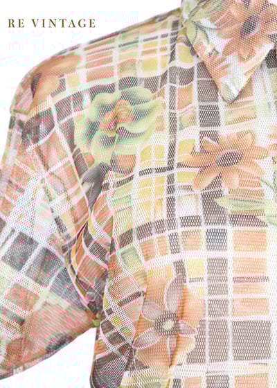 格子裡の可愛小花網紗上衣12