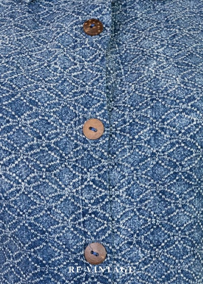 靛藍幾何紋理寬版上衣5