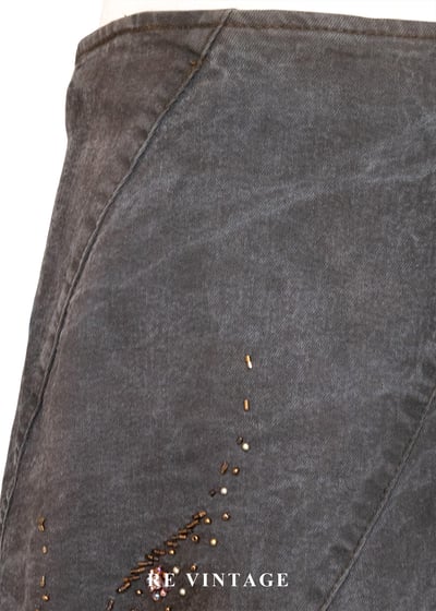 荒野中的溫柔哥德式刺繡洗水感丹寧裙5