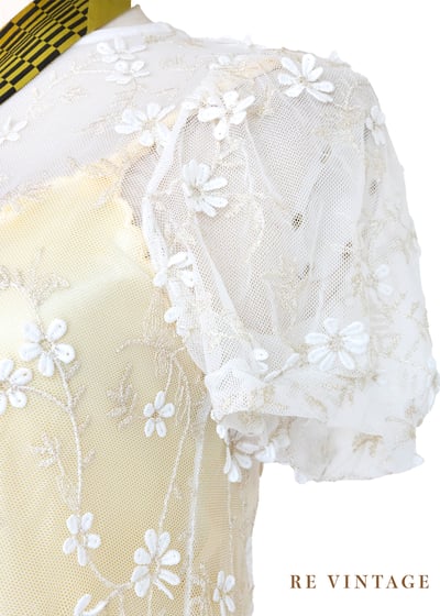 法式金光花語刺繡透膚洋裝4