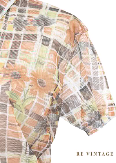 格子裡の可愛小花網紗上衣4