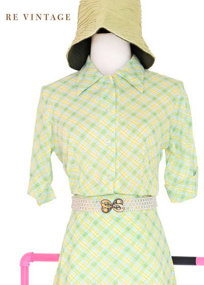 套裝上衣 - 檸檬汽水菱格紋上衣1
