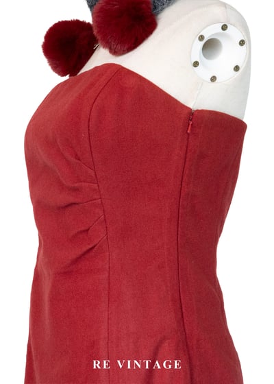 宣言單品 - 90s 超模蔓越莓紅抹胸迷你洋裝6