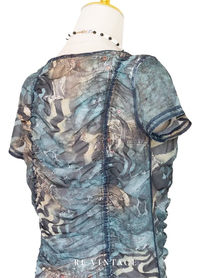 牛仔斑馬紋迷霧網紗迷你洋裝/長版上衣11