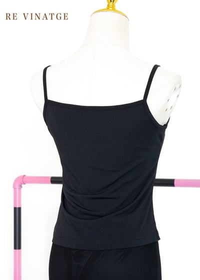 七彩色階黑色彈性細肩帶背心4