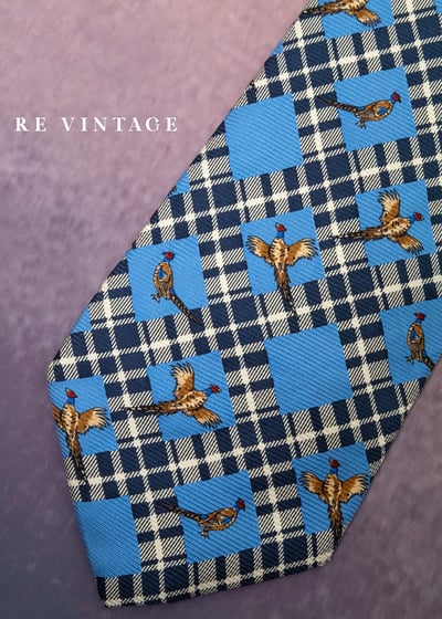 英倫經典狩獵圖騰藍色菱格領帶8