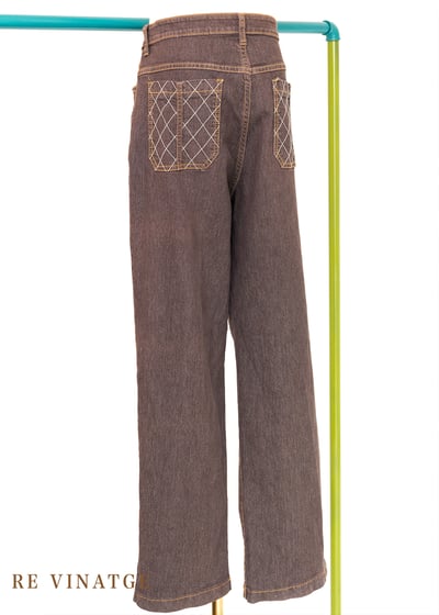 紅棕色漂亮網狀壓線牛仔長褲（30"）12