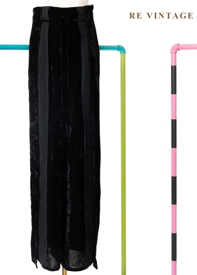 質感單品 - 奢華高雅的雙布料高腰寬褲（27"）1