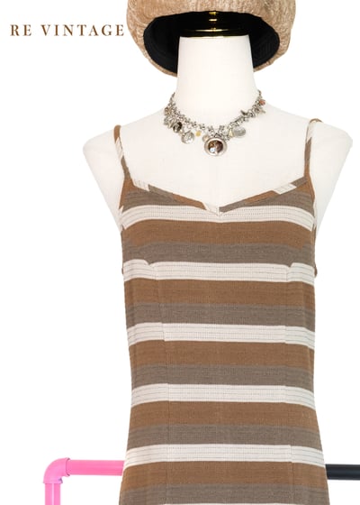 Cafe au lait 溫潤咖啡線條長洋裝3