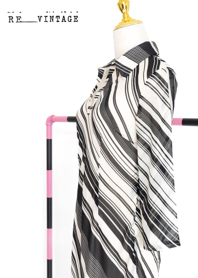 斜紋線條雪紡長洋裝3