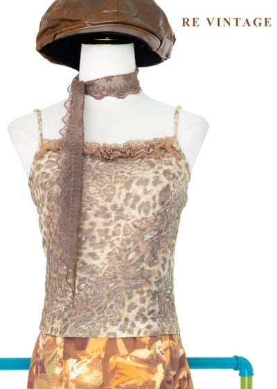 黃金豹紋蕾絲細肩帶背心1