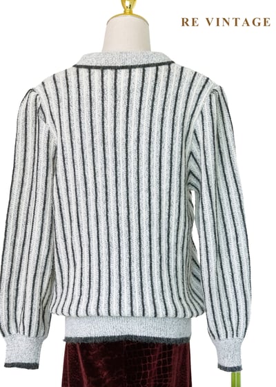 鹽系少女灰白線條針織毛衣8