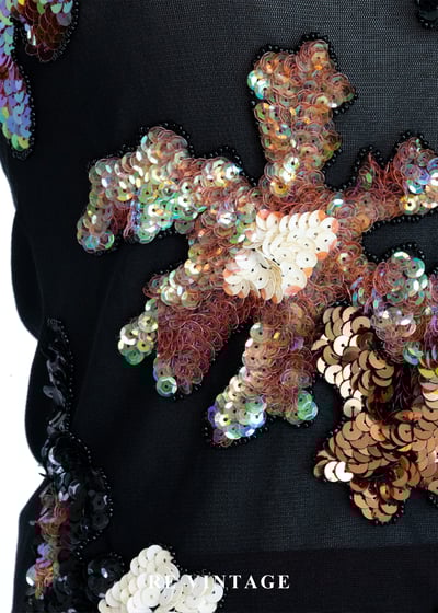 華麗亮片油畫花朵網紗背心5