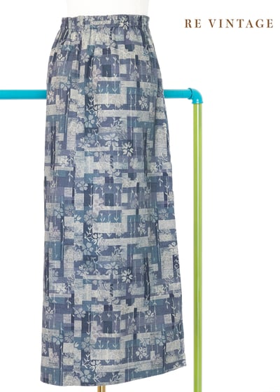 藍綠色格子與小花一起醒來得早晨長裙（27-30"）6