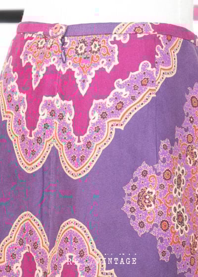 葡萄紫粉色圖騰中長裙（30")2