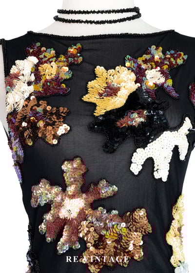 華麗亮片油畫花朵網紗背心4