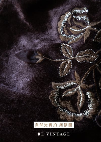 巧克力色精緻花影絨布小背心10