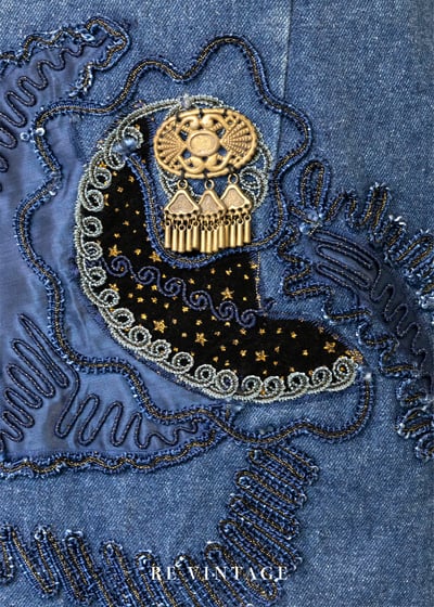 流蘇搖晃月光金幣牛仔短裙（26"）5