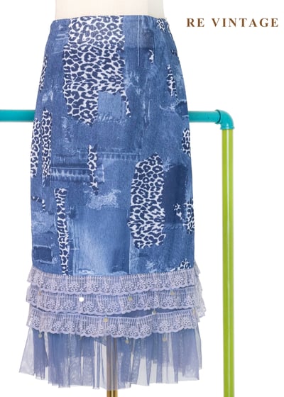 野性拼貼仿牛仔紋美裙（27"）1