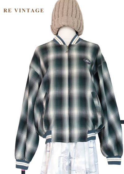 森林浴漸層格紋薄款夾克外套1