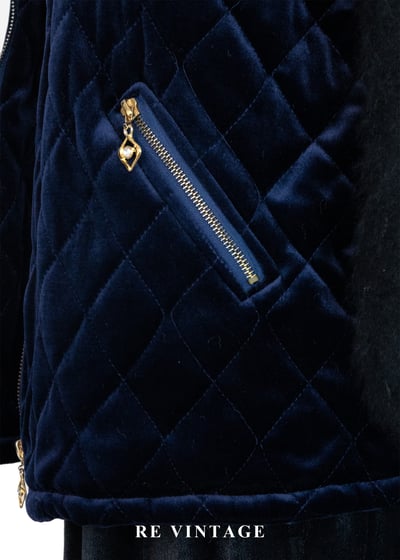 Royal Blue Quilted Vest 深藍貴氣絨布背心10