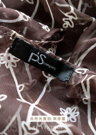 咖啡小白花透膚上衣11