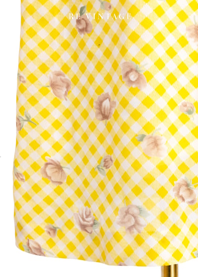 檸檬玫瑰格紋細肩帶迷你洋裝9
