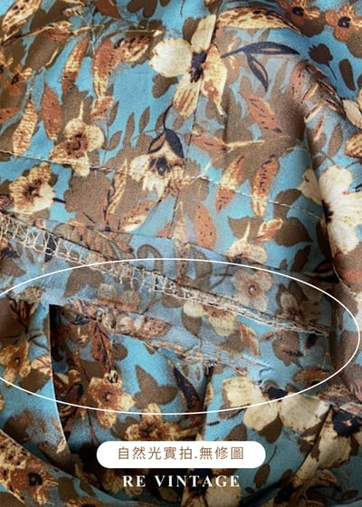 天空藍金棕色華麗花卉長褲(24-27")15