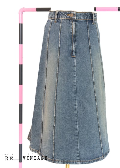 凸凸の直線條高腰牛仔裙（26"）6