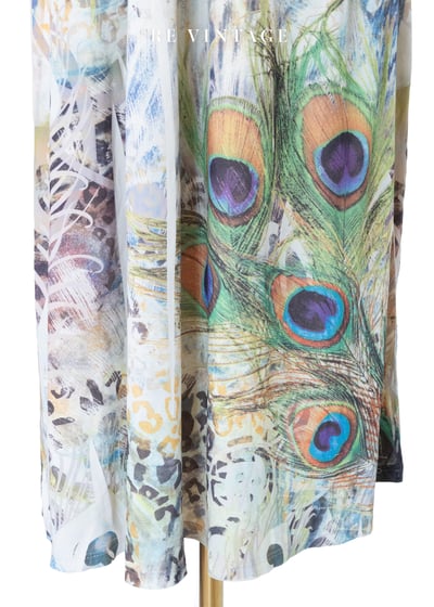 PEACOCK REVERIE羽毛時空圖騰交疊長洋裝7