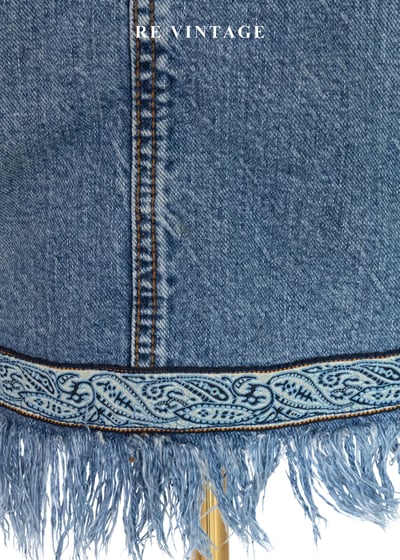 流浪的波西米亞變形蟲緞帶流蘇牛仔裙（27"）11