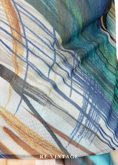 孔雀藍雜訊抽象藝術上衣11