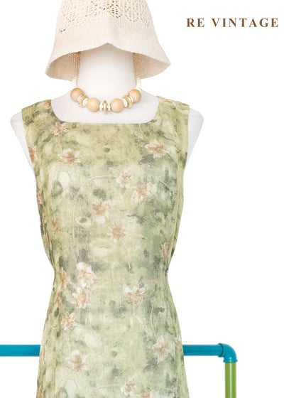 翠谷幽蘭渲染綠碎花長洋裝3